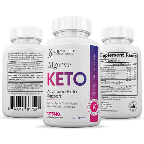 (5 Pack) Justified Laboratories Algarve Keto ACV Pills 1275Mg Dietary Supplement 300 Capsules