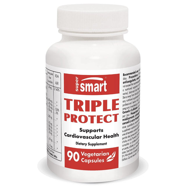 Supersmart - Triple Protect - Cardiovascular Support Supplement - with Vitamin K, Nattokinase | Non-Gmo & Gluten Free - 90 Vegetarian Capsules