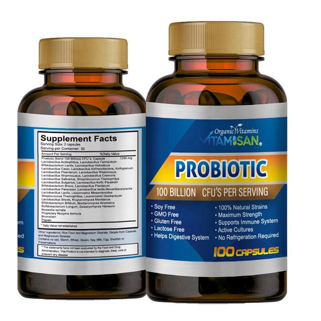 Probiotic 100 Billion CFU Potency Digestive Immune Health 100 Capsules