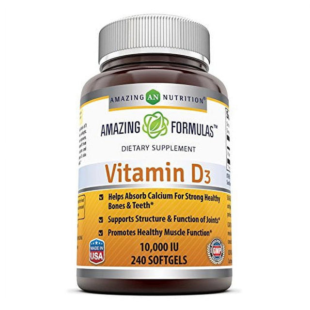 Amazing Formulas Vitamin D3 Cholecalciferol - 10,000 Iu, 240 Softgels - Supports Calcium Absorption -- Essential for Bone Health -- Supports Healthy Immune Function