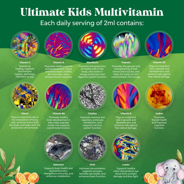 Liquid Multivitamin for Kids Immunity Support - Yummy Toddler Multivitamin Supplement with a C D3 E B6 and D3 Liquid Vitamins for Kids of All Ages - High Absorption Kids Liquid Multivitamin