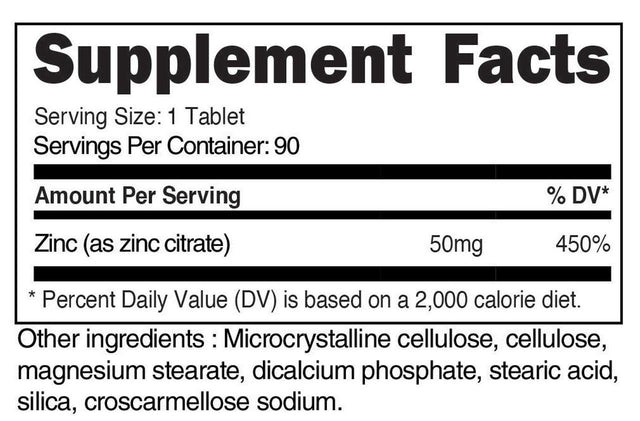 Nutricost Zinc 50Mg, 90 Tablets - Non-Gmo, Gluten Free Supplement