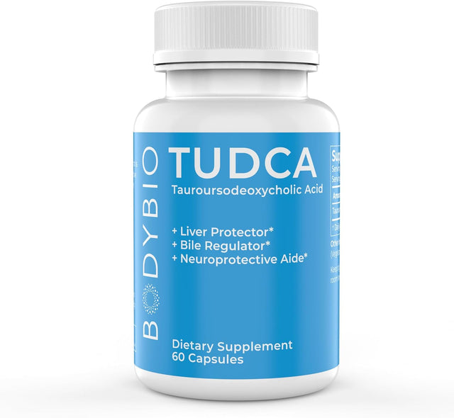 Bodybio Tudca for Liver Health | Liver Support for Detox and Cleanse | Pure Tauroursodeoxy Cholic Acid | Cognitive and Digestive Health | 60 Capsules