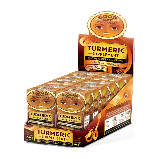 Good Day Chocolate Turmeric Supplement, 8 Pieces, 12 Pack