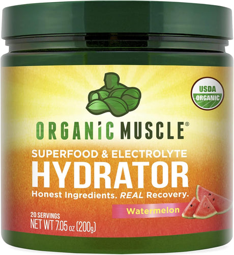 Organic Muscle Hydrator Electrolyte Powder, Watermelon - Vegan Intra & Post Workout Supplement for Natural Energy with Organic Superfoods & Antioxidants - Muscle Recovery Support - 20 Servings