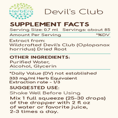 Devil'S Club Alcohol Herbal Extract Tincture, Super-Concentrated Wildcrafted Devil'S Club (Oplopanax Horridus) Dried Root 2 Oz