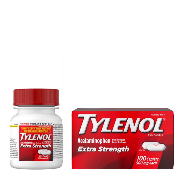 Tylenol Extra Strength Caplets with 500 Mg Acetaminophen, 100 Ct