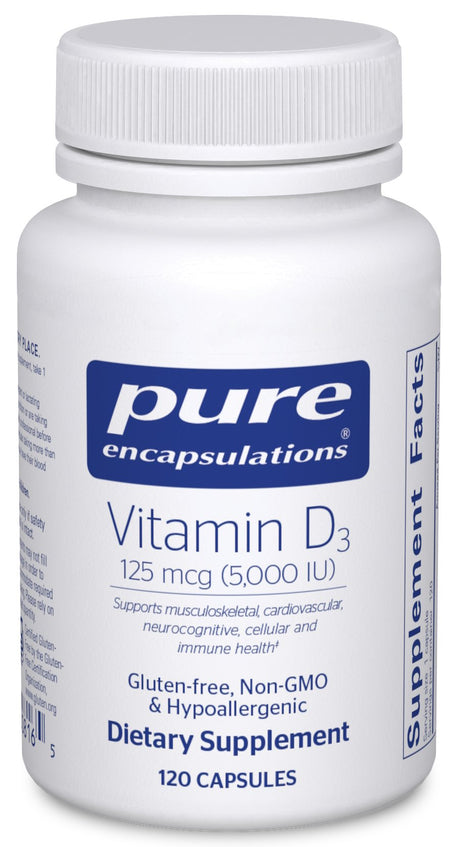 Pure Encapsulations Vitamin D3 125 Mcg (5,000 IU) | Supplement to Support Bone, Joint, Breast, Prostate, Heart, Colon and Immune Health* | 120 Capsules