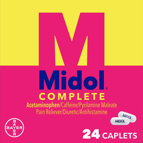 Midol Complete Menstrual Pain Relief Caplets W/ Acetaminophen. 24 Count