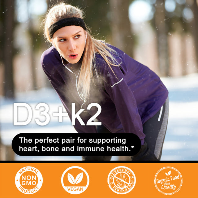 SDP Vitamin D3 + K2 5000 IU Capsules Daily Supplement,Support Immune System Bones Healthy Heart