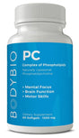 Bodybio - PC Phosphatidylcholine + Phospholipids - Liposomal for High Absorption - Optimal Brain & Cell Health - Boost Memory, Cognition, Focus & Clarity - 100% Non-Gmo - 60 Softgels