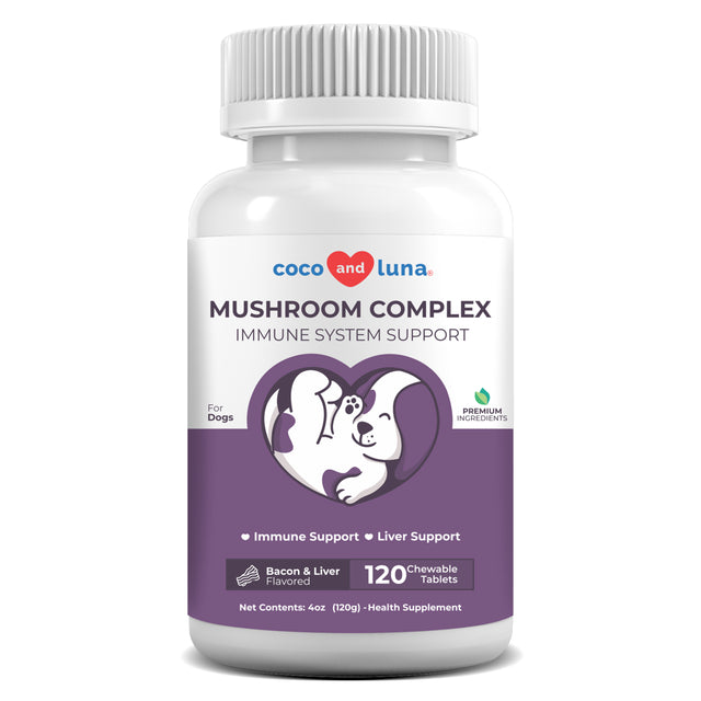 Coco and Luna Mushroom Complex Immune Support for Dogs 120 Chewable Tablets