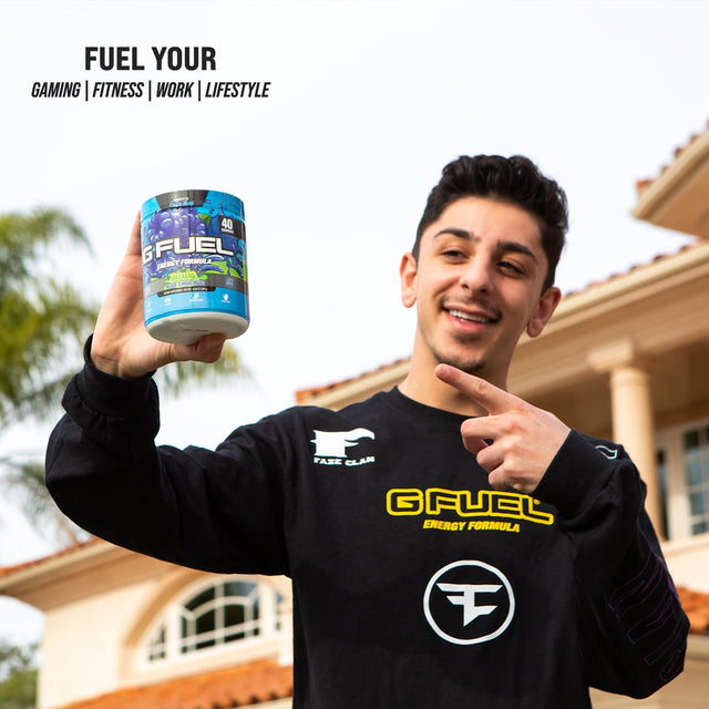 Faze Rug Energy Powder, Sugar Free, Clean Caffeine Focus Supplement, Water Mix, Sour Blue Raspberry Flavor, with Focus Amino, Vitamin + Antioxidants Blend - 10.44 Oz (40 Servings)