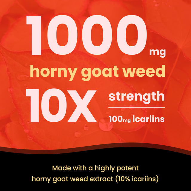 Nutrachamps Horny Goat Weed for Men & Women | 1000Mg Epimedium Energy Supplement | 10X Strength Icariin | Ginseng, Tribulus & Maca Pills for Women & Men | Enhanced Absorption with Black Pepper | 60 Ct