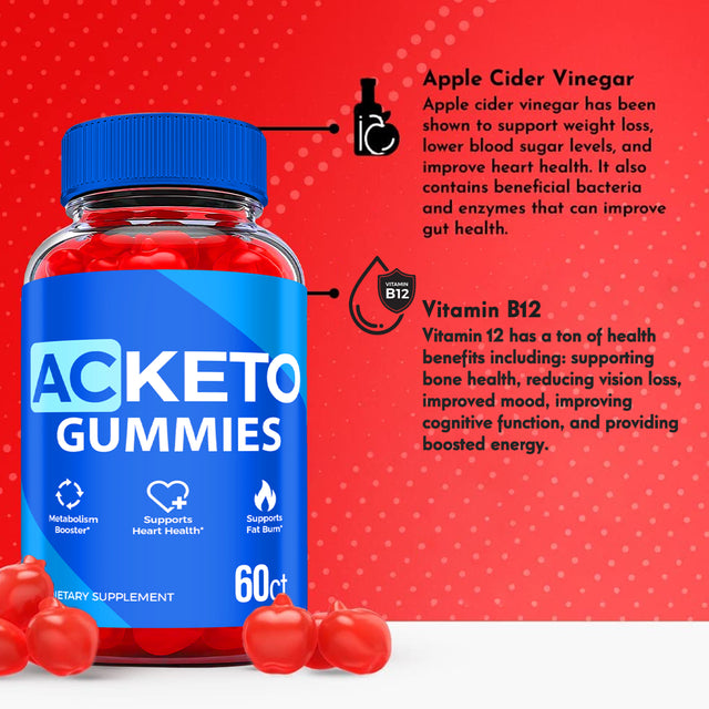 (2 Pack) AC Keto ACV Gummies - Supplement for Weight Loss - Energy & Focus Boosting Dietary Supplements for Weight Management & Metabolism - Fat Burn - 120 Gummies