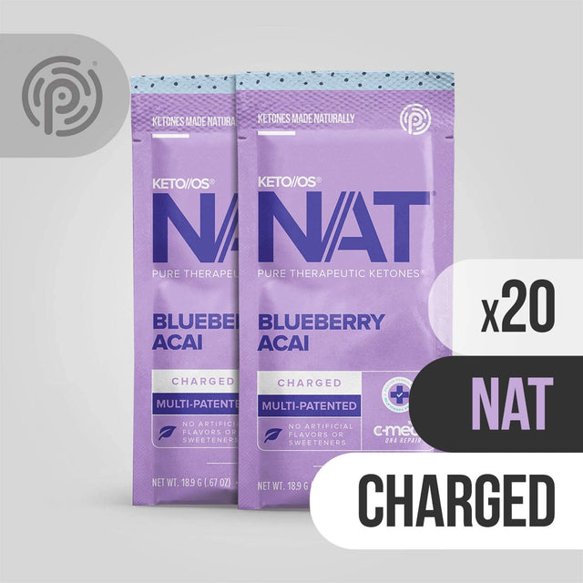 PRÜVIT Keto//Os NAT® Blueberry Acai Keto Supplements – Charged - Exogenous Ketones - BHB Salts Ketogenic Supplement for Workout Energy Boost for Men and Women (20 Count)