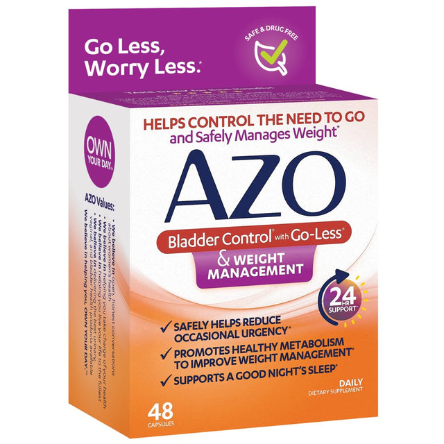 AZO Bladder Control and Weight Management Dietary Supplement, Reduces Occasional Urgency* and Promotes Healthy Metabolism*, 48 Capsules