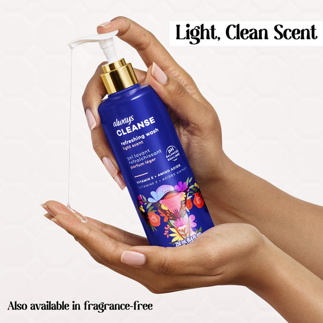 Always Cleanse Refreshing Wash for Intimate Skin, Lightly Scented, 8.4 Fl Oz