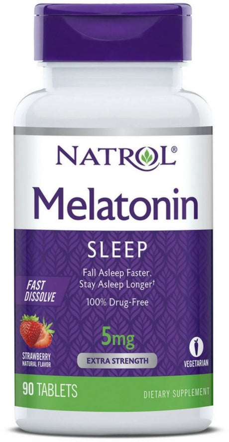 Natrol Fast Dissolve Melatonin Tablets, Strawberry, 5Mg, 90 Ct