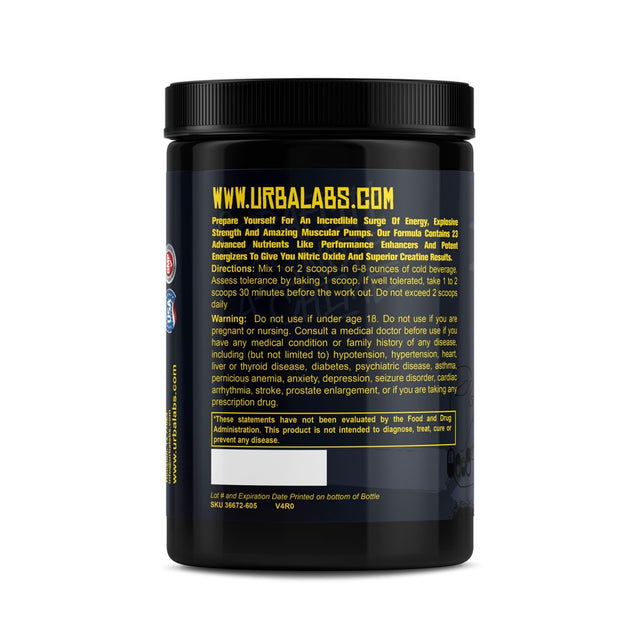 Urbalabs Superstrong Extreme Pre Workout Powder Pump up Beta Alanine, L-Taurine, Caffeine Extreme Energy & Focus, Nitric Oxide & Citrulline for Ultra Pump Jungle Juice