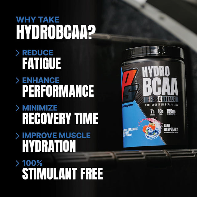 PROSUPPS Hydrobcaa Essentials BCAA Powder - Pre Workout and Post Workout Drink with Eaas Amino Acid Powder for Muscle Recovery, Energy, Fat Loss and Hydration (Blue Raspberry, 30 Servings)