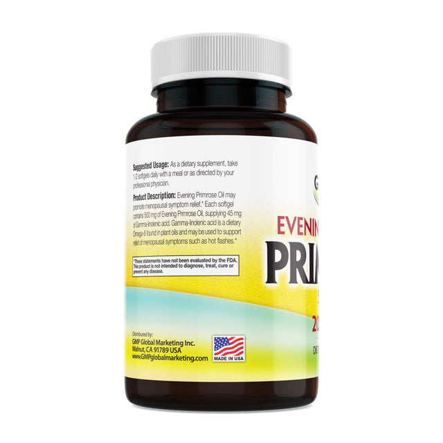 GMP Vitas Evening Primrose Oil -Maintain Smooth-Healthy Looking Skin-Supports Hormonal Balance, 500 Mg, 200 Softgels