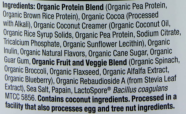 Purely Inspired Organic Protein Shake Powder, 100% Plant Based with Pea & Brown Rice Protein (Non-Gmo, Gluten Free, Vegan Friendly), Decadent Chocolate, 1.35 Lbs