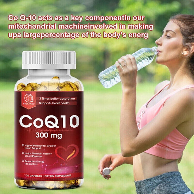 BEAU COQ10 Coenzyme Q10 300Mg Vegetarian Capsule Promotes Cardiovascular Health Heart Health - 120CT