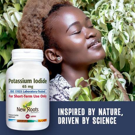 New Roots Herbal Potassium Iodide 65 Mg KI Supplement | 60 Tablets for Thyroid Support | Iodine - YODO Naciente