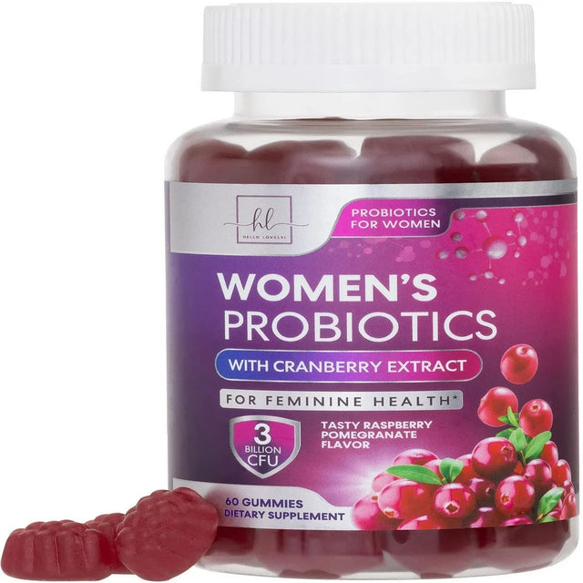 Hello Lovely! Probiotics for Women - Multi Strain Womens Probiotic Gummy W/Cranberry for Vaginal, Digestive, Ph & Immune Health Support, 3 Billion CFU Prebiotic & Probiotic Supplement - 60 Gummies