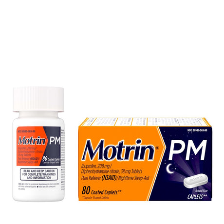 Motrin PM Caplets, 200 Mg Ibuprofen & 38 Mg Sleep Aid, 80 Ct