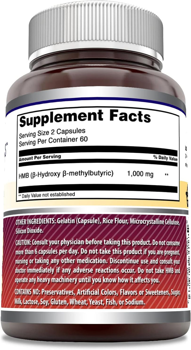 Amazing Formulas HMB 1000Mg 120 Capsules Supplement | Non-Gmo | Gluten Free | Made in USA