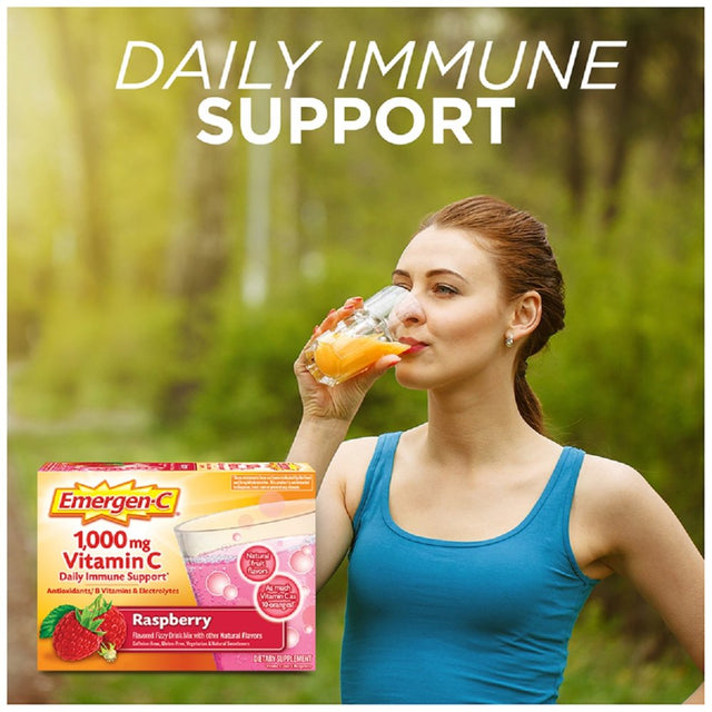 Emergen-C Vitamin C Supplement Powder for Immune Support, Raspberry, 60 Ct