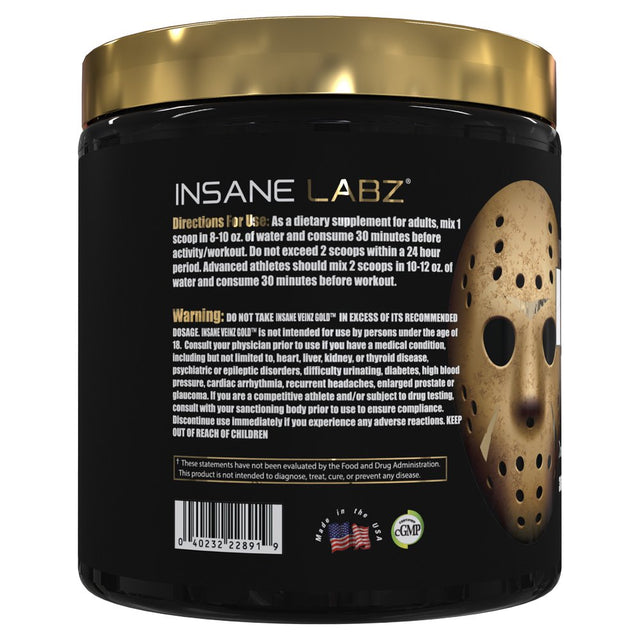 Insane Labz Insane Veinz GOLD, Non Stim Nitric Oxide Boosting Pre Workout, Apple