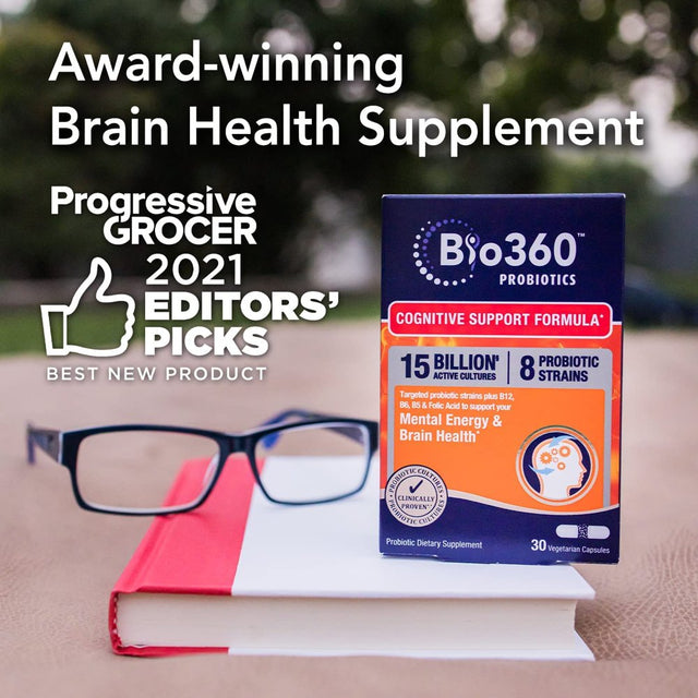 Bio360 Probiotics Cognitive Support Formula, Daily Probiotic for Brain Health & Mental Energy, 30 Ct