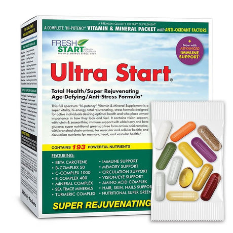 Ultra Start - Complete Daily Vitamin Pack - Anti-Aging, Anti-Stress, Energy, Immune Booster (30 Packets)