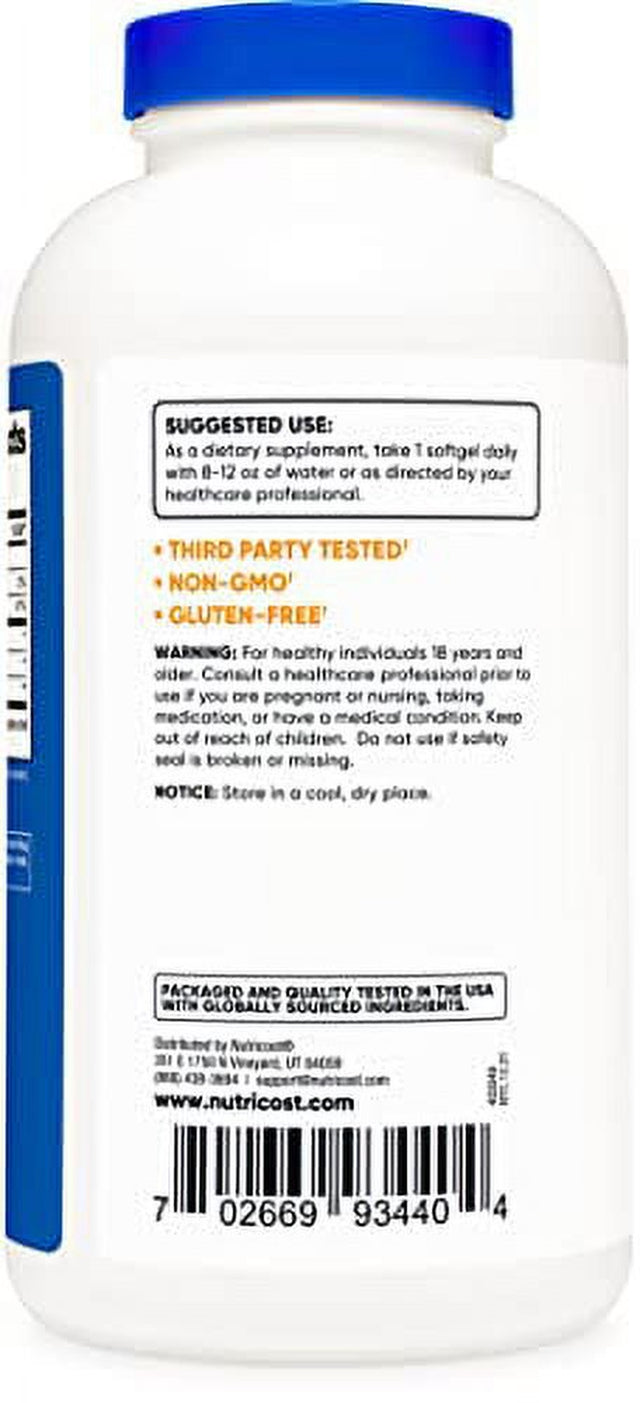 Nutricost Fish Oil Omega 3 Softgels with EPA & DHA (1000Mg of Fish Oil, 560Mg of Omega-3), 240 Softgels, Non-Gmo, Gluten Free.