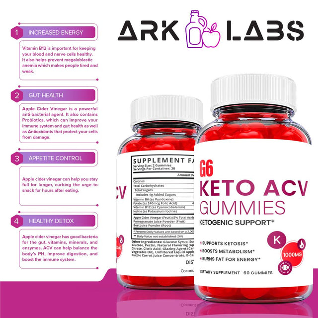 (2 Pack) G6 Keto ACV Gummies - Supplement for Weight Loss - Energy & Focus Boosting Dietary Supplements for Weight Management & Metabolism - Fat Burn - 120 Gummies