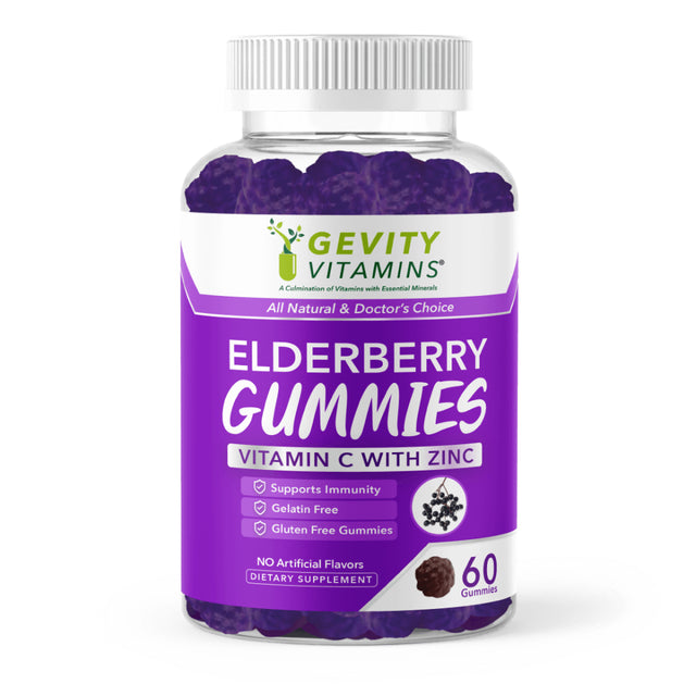 Gevity Vitamins Elderberry Gummies, Vitamin C with Zinc, 60 Gummies