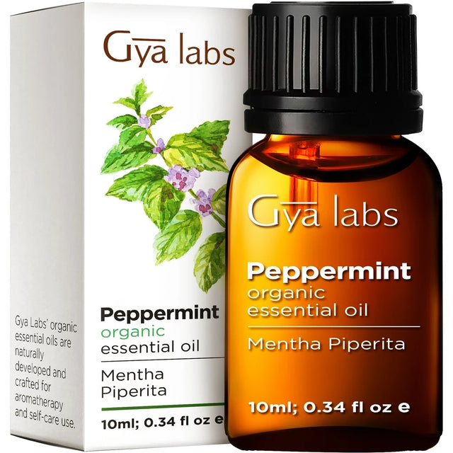 Gya Labs Organic Peppermint Oil for Hair - Mint Essential Oils - Premium Grade Natural Organic Peppermint Essential Oil for Diffuser & Skin (0.34 Fl Oz)