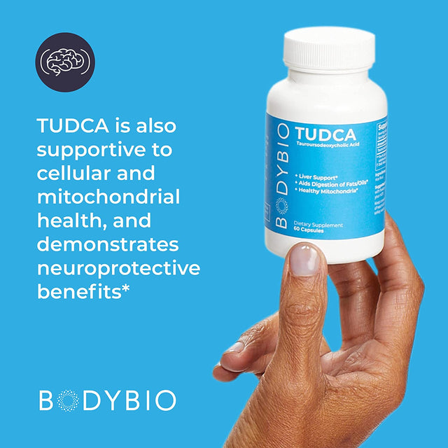 Bodybio Tudca for Liver Health | Liver Support for Detox and Cleanse | Pure Tauroursodeoxy Cholic Acid | Cognitive and Digestive Health | 60 Capsules