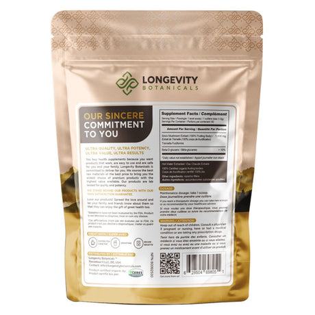 Longevity Botanicals Organic Tremella Mushroom Supplement Powder (3.5 Oz/100 Grams), Glowing Skin