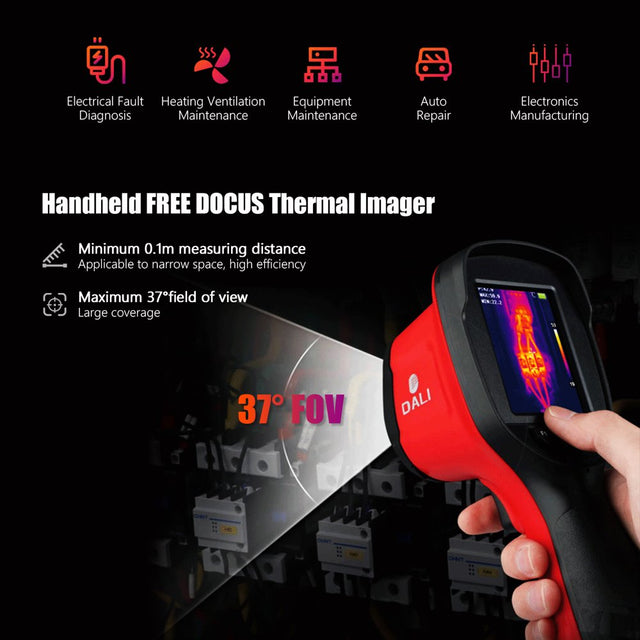 DALI Professional IR Thermal Imager 160X120 Infrared Thermal Imaging Camera 3.2-Inch LCD Screen Rechargeable Handheld Temperature Auto Tracking Free Focus Thermal Imager with 16GB Memory, 4