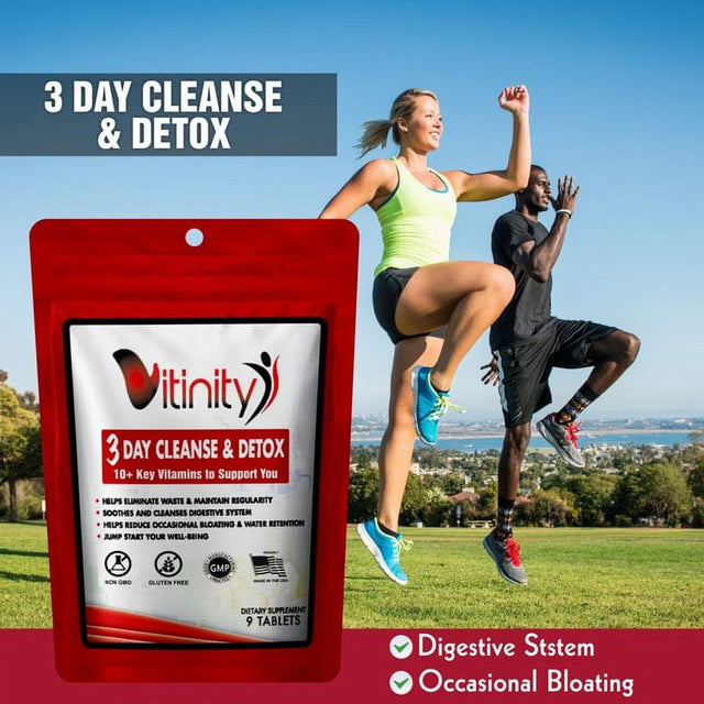 3 Day Detox - Natural Body Detox Pills - Colon Cleanse for Digestive Health - Herbal Supplement for Weight Loss, Bloating, & Constipation Relief - Apple Cider Vinegar & Cayenne Pepper (9 Capsules)