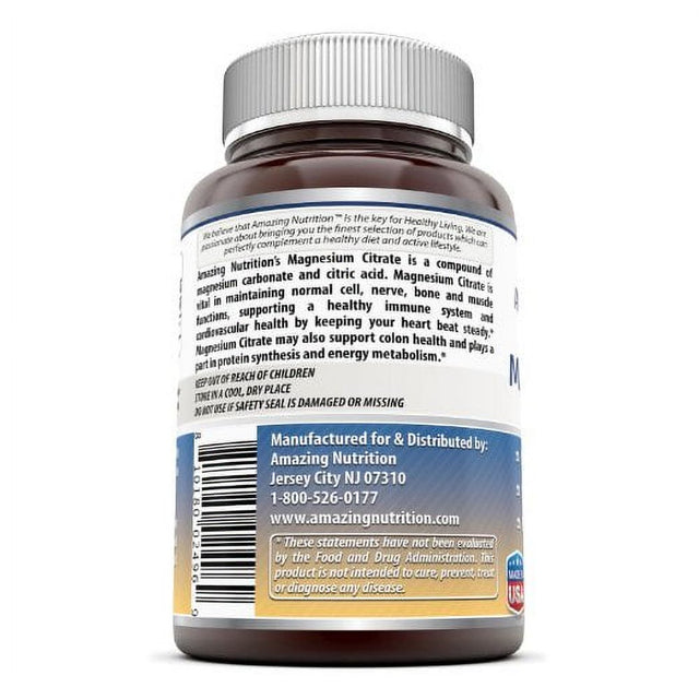 Amazing Formulas Magnesium Citrate Dietary Supplement - 200 Mg, 240 Tablets- Supports Cardiovascular Health, Immune System, Muscle & Nerve Functions*