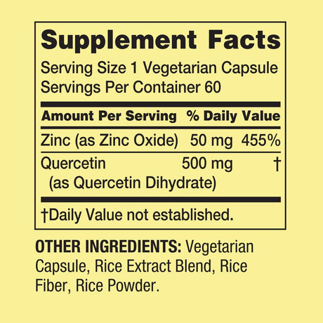 Spring Valley Quercetin Immune Support Dietary Supplement Vegetarian Capsules, 500 Mg, 60 Count