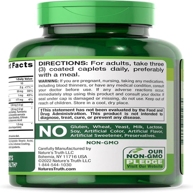 Glucosamine Chondroitin MSM Complex | 90 Caplets | Double Strength Supplement | Non-Gmo, Gluten Free | by Nature'S Truth