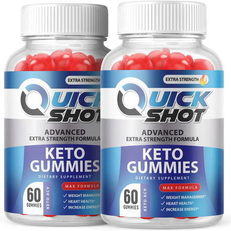 (2 Pack) Quick Shot Keto ACV Gummies - Supplement for Weight Loss - Energy & Focus Boosting Dietary Supplements for Weight Management & Metabolism - Fat Burn - 120 Gummies