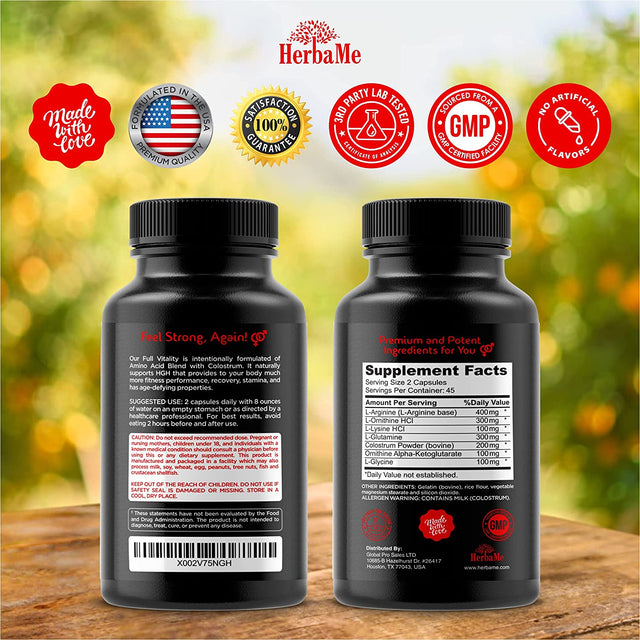 HGH Supplements for Men and Women, 90 Capsules - Naturally Supports Human Growth Hormone, Muscle Building, Muscle Growth Formula, Post Workout Recovery Amino Acid Blend with Colostrum Pills