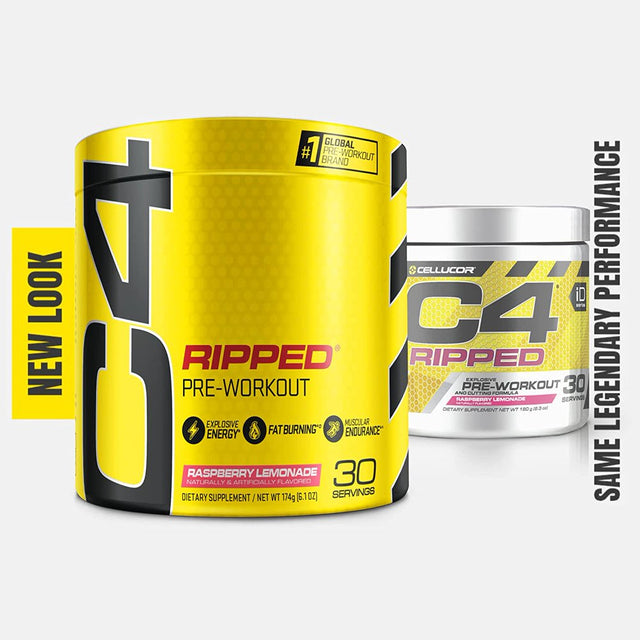 Cellucor C4 Ripped Preworkout Powder + Raspberry Lemonade + Fat Burning + 30 Servings